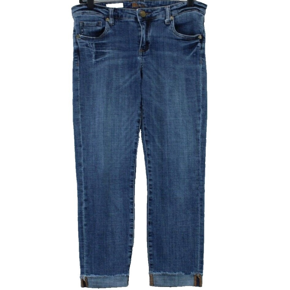 KUT from the Kloth Amy Crop Straight Leg Jeans Women's Blue Denim Size 4‎